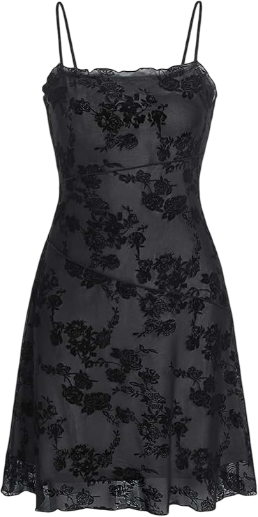 Mini Dress Floral Spaghetti Strap Mesh Dresses by Verdusa